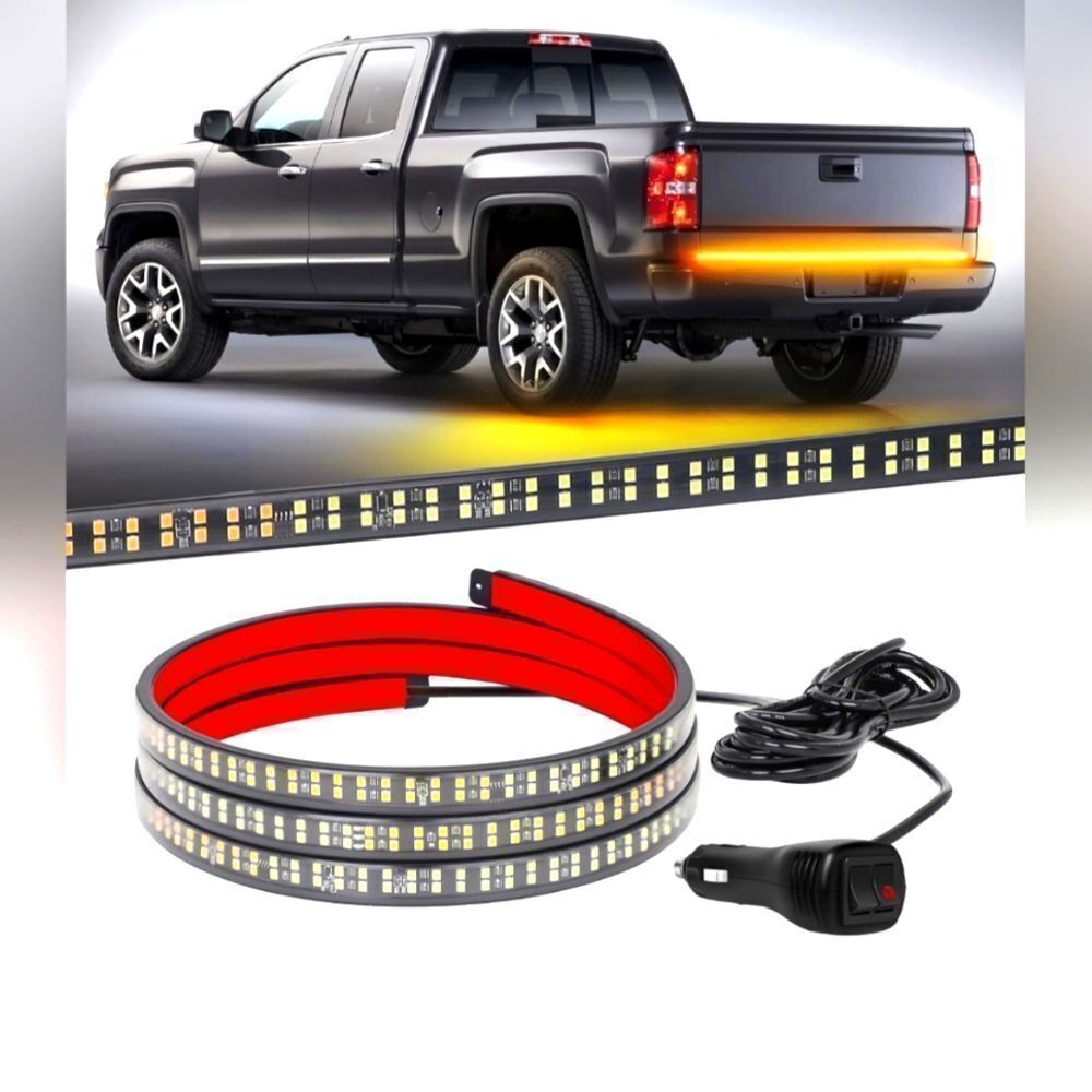 XRIDONSEN 60 inch Truck Amber Tailgate Strobe Lights Strip 360 LED Tail